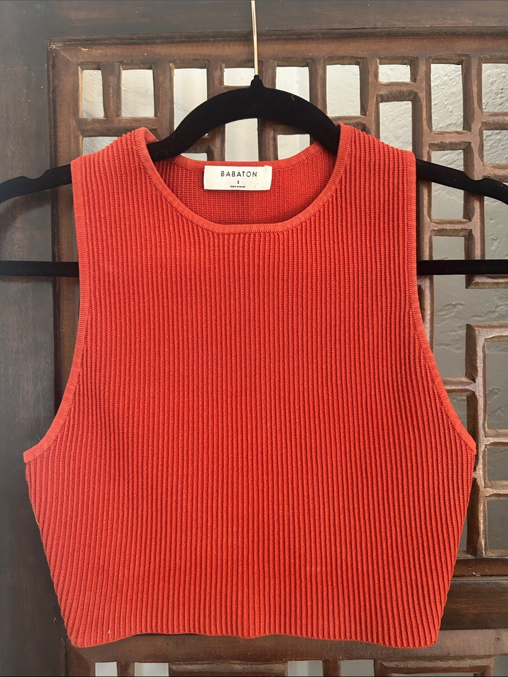 Babaton Small Ribbed Cropped Tank - Coral Orange